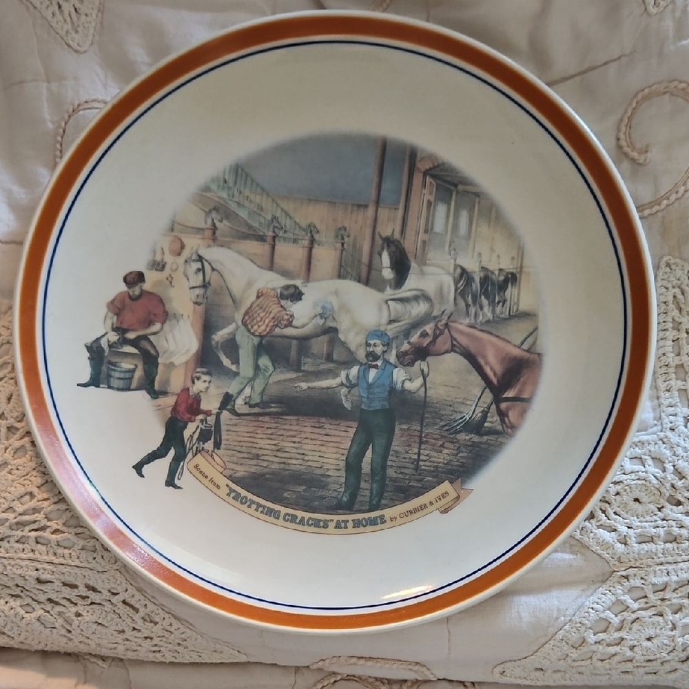 Currier & Ives "Trotting Cracks At Home" Elegant Decorative Plate